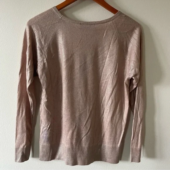 Zara Iridescent Dusty Pink Long-Sleeve Knit Top - Picture 3 of 4